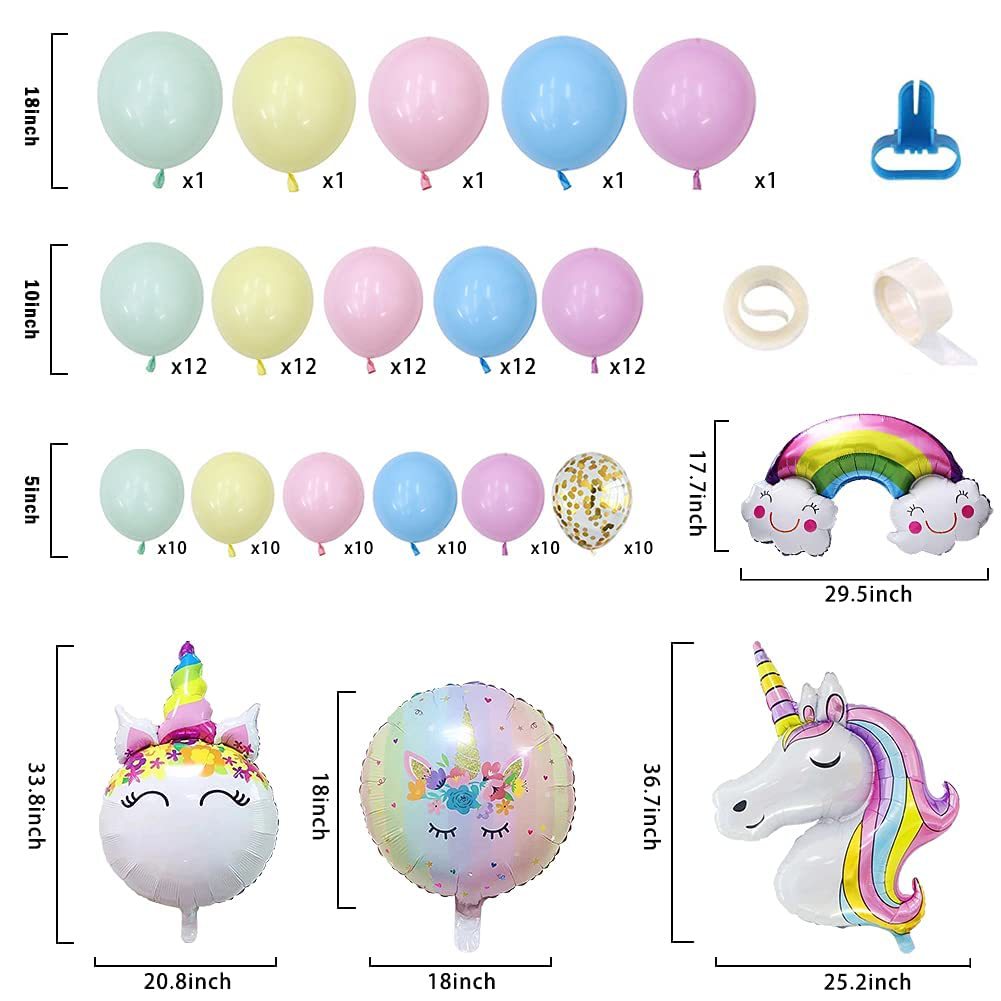 Unicorn Birthday Party Macaroon Rainbow Balloon Chain BA16