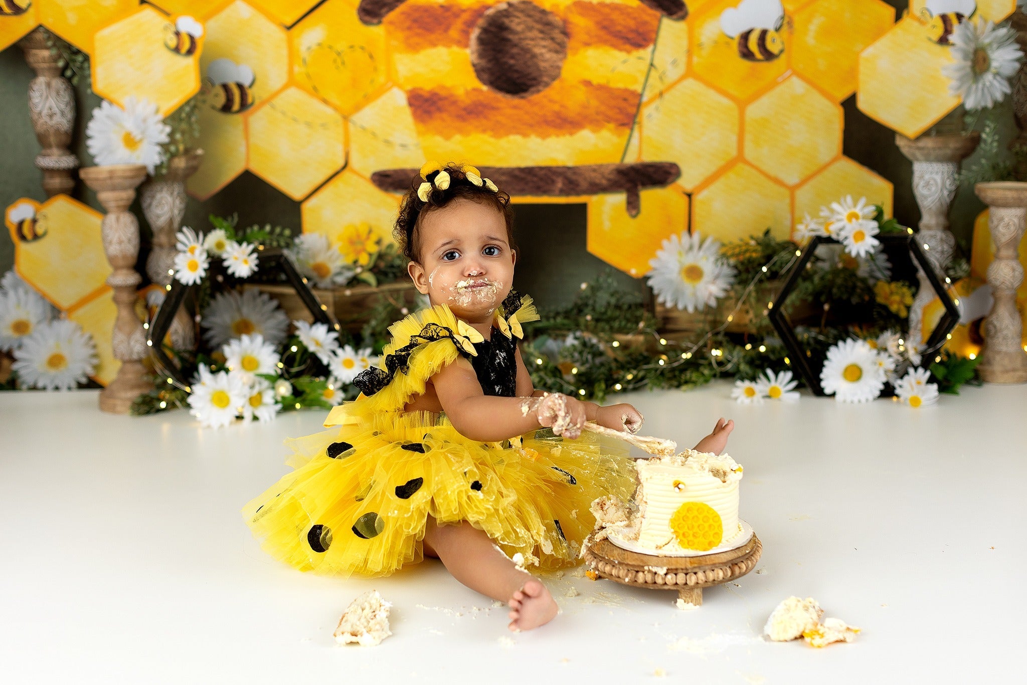 Kids Photo Backdrop Honeycomb Daisy Bee Cottage Display Children Backdrops UK MRR9-46