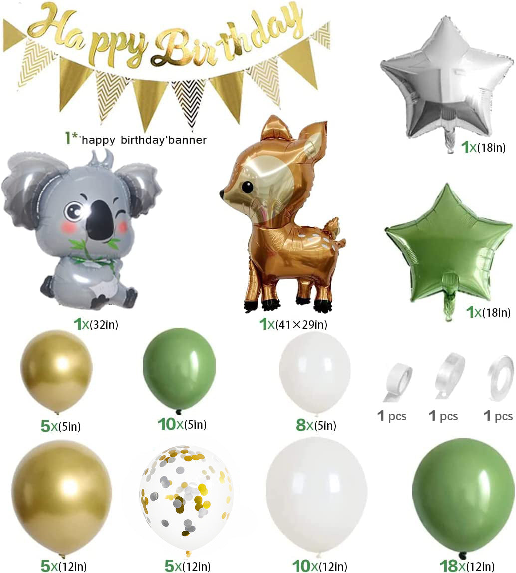 Animal Birthday Party Balloon Chain Tropical Green Jungle Arch Set BA32