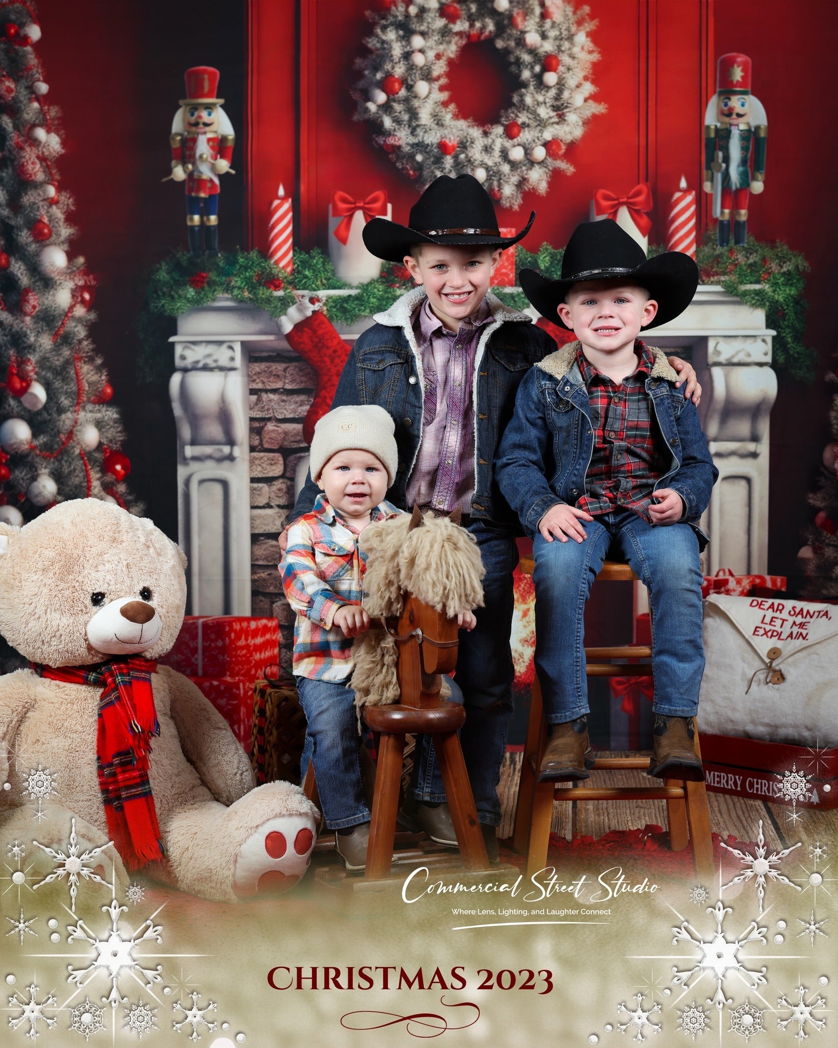 Nutcracker Backdrop Fireplace Red Vintage Wall Christmas Backdrop Ideas UK MRR9-69