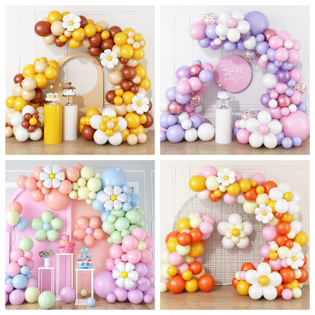 Colorful Macaron Daisy Balloon Chain BA23