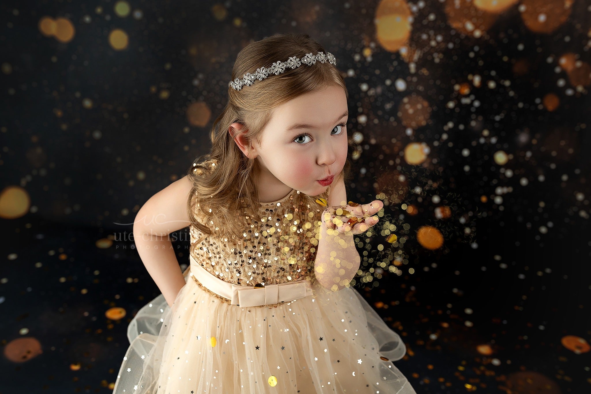Glitter Bokeh Backdrop Golden Sparkling Glitter Lights Bokeh Backdrop UK MRR9-54