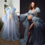 Gorgeous Princess Sleeve V-Neck Tulle Maternity Photography Dress RB15