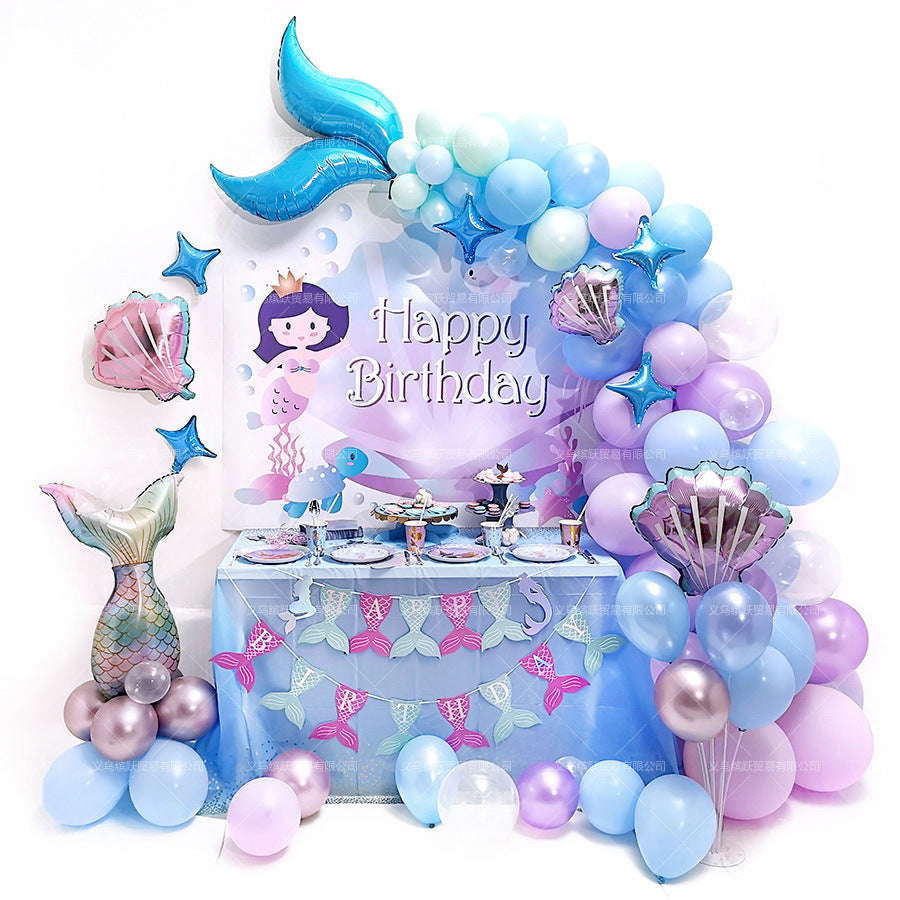 Mermaid Tail Balloon Chain Kids Birthday Party Decoration BA3