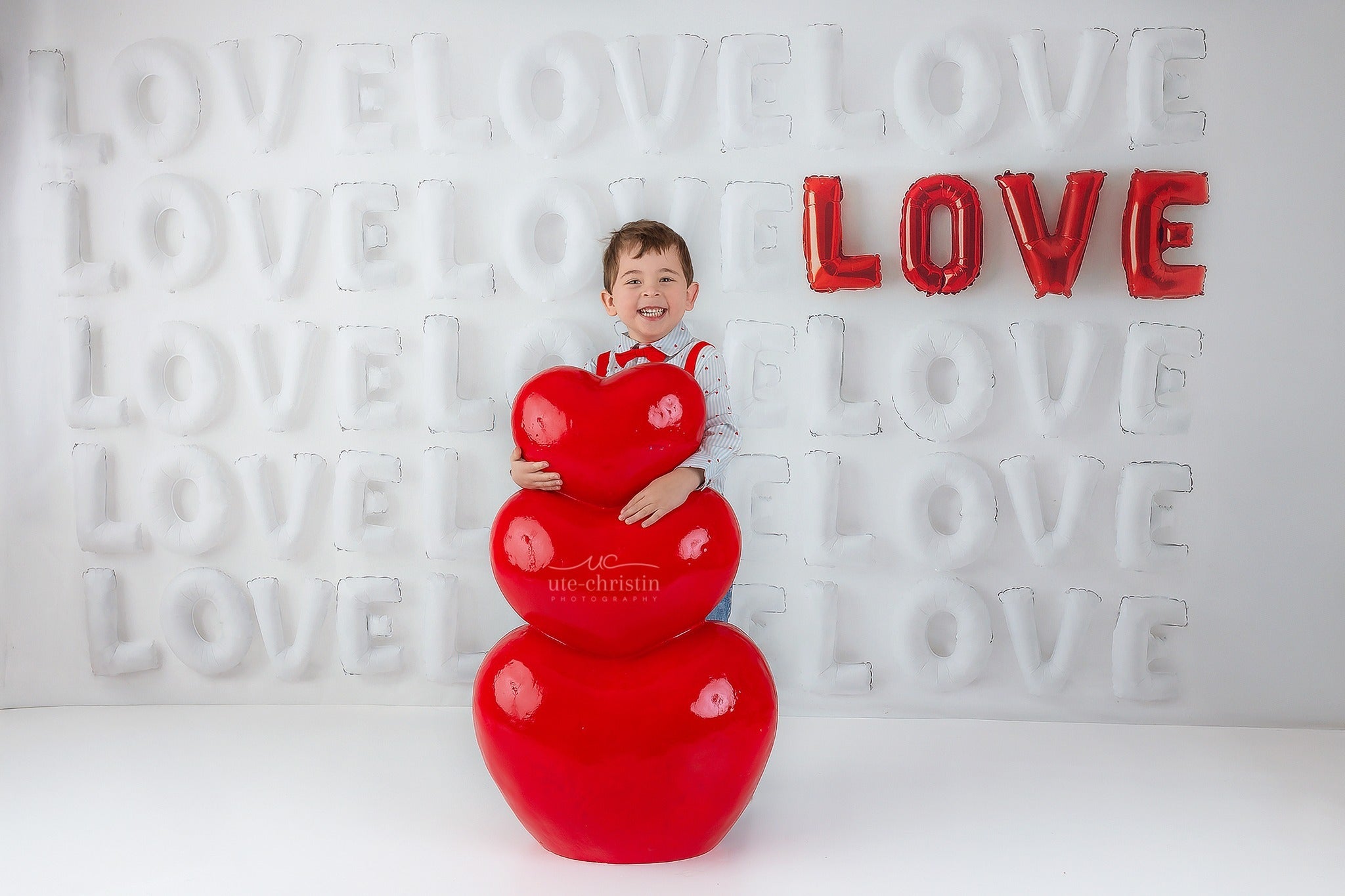Valentine Backdrop White Red Love Letters Backdrop Valentine's Day Backdrop UK MRR9-53