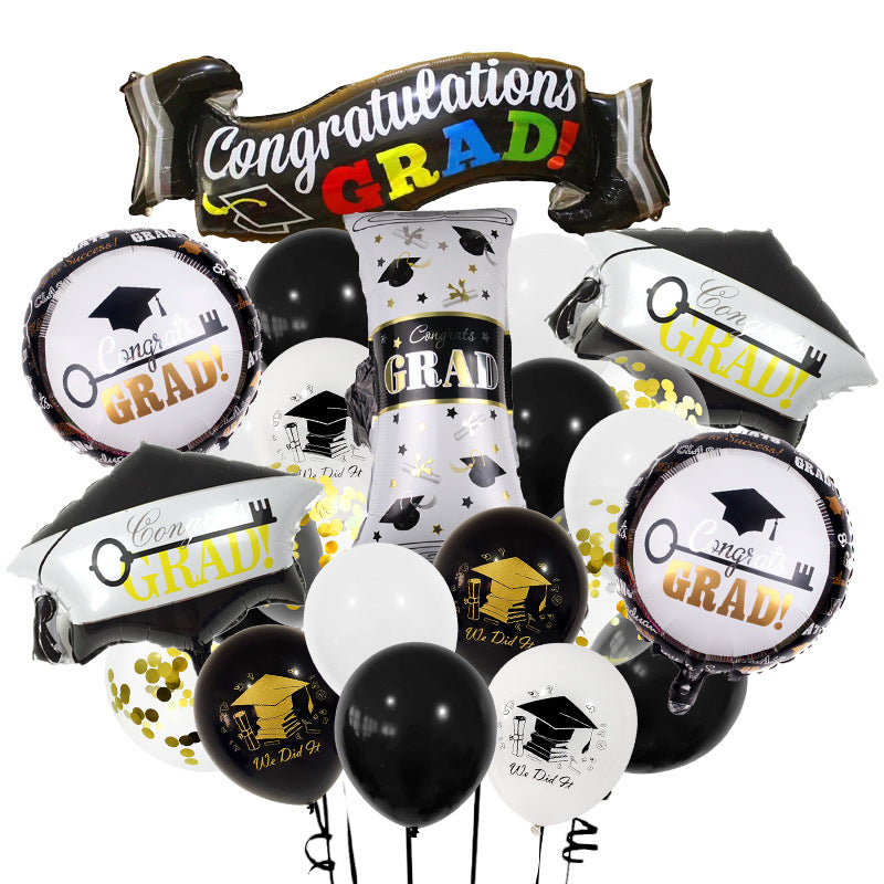 Graduation Party Black and Gold Balloon Set Celebration Scene Decoration Supplies BA34