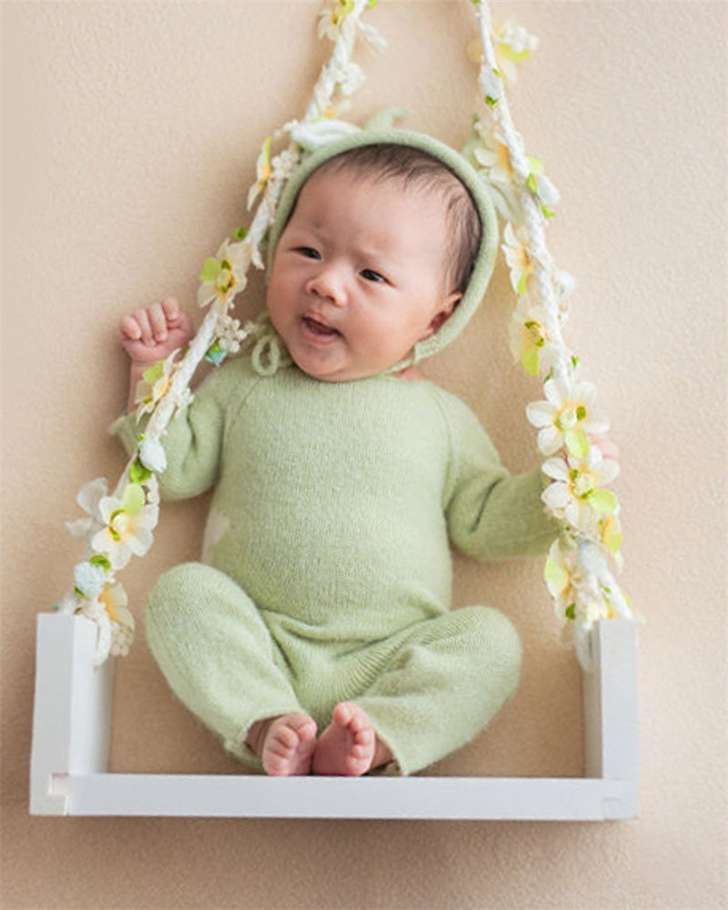 DBackdrop Wooden Swing Newborn Photography Props(with flowers) SYPJ11