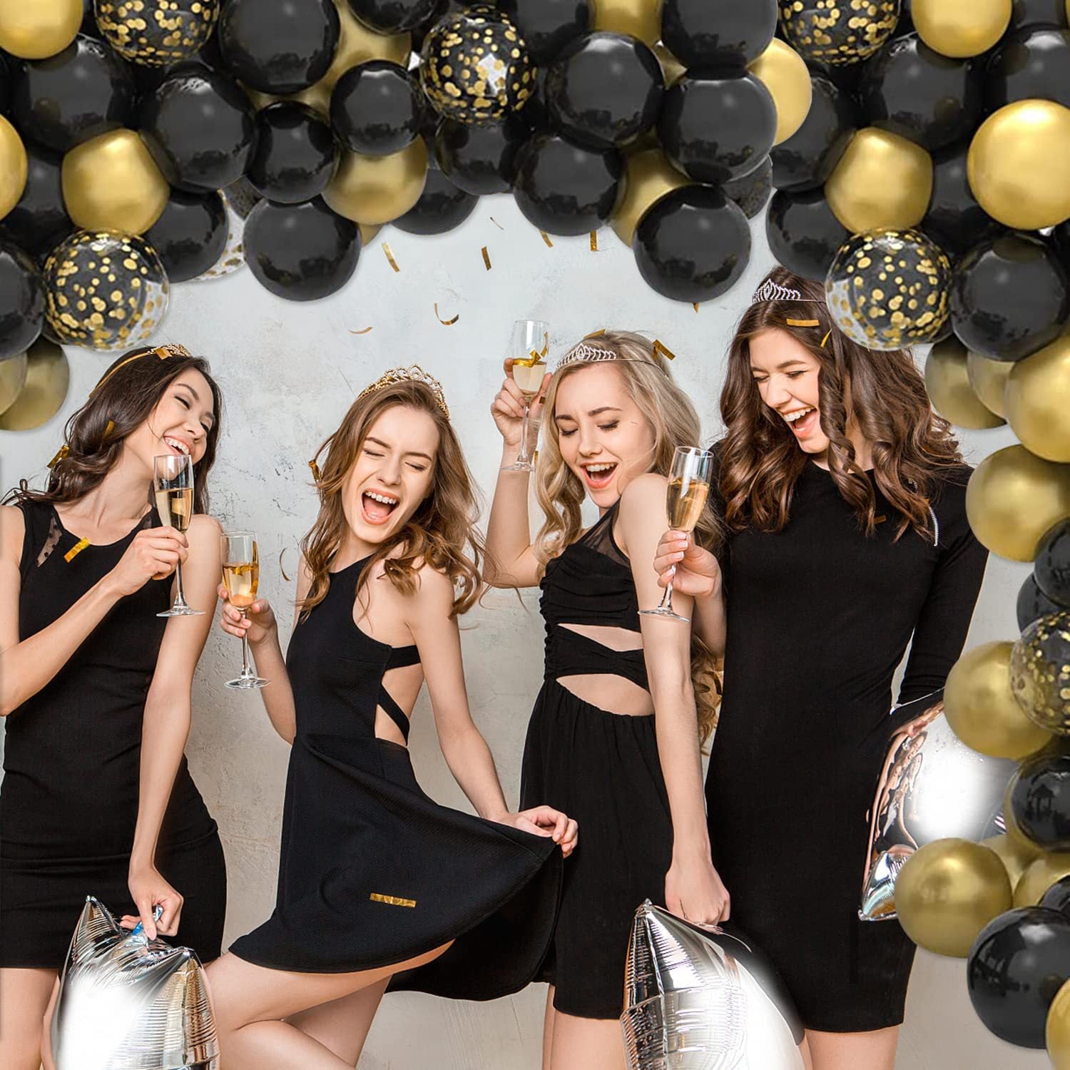 Black and Gold Balloon Arch Set Graduate Day Bachelor Party Balloon Decoration BA31