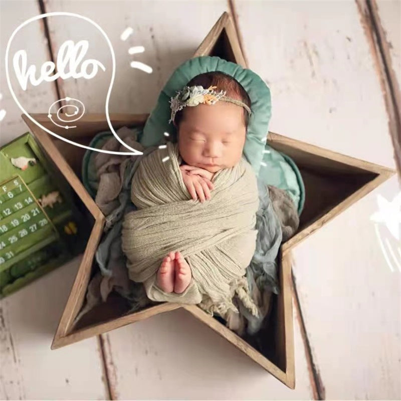 DBackdrop Wooden Star Shaped Newborn Photography Props SYPJ3（brown、yellow、white）