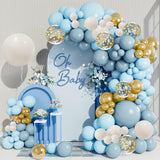 Matte Vintage Blue Baby Shower Ocean Birthday Party Decoration Balloon Garland BA43