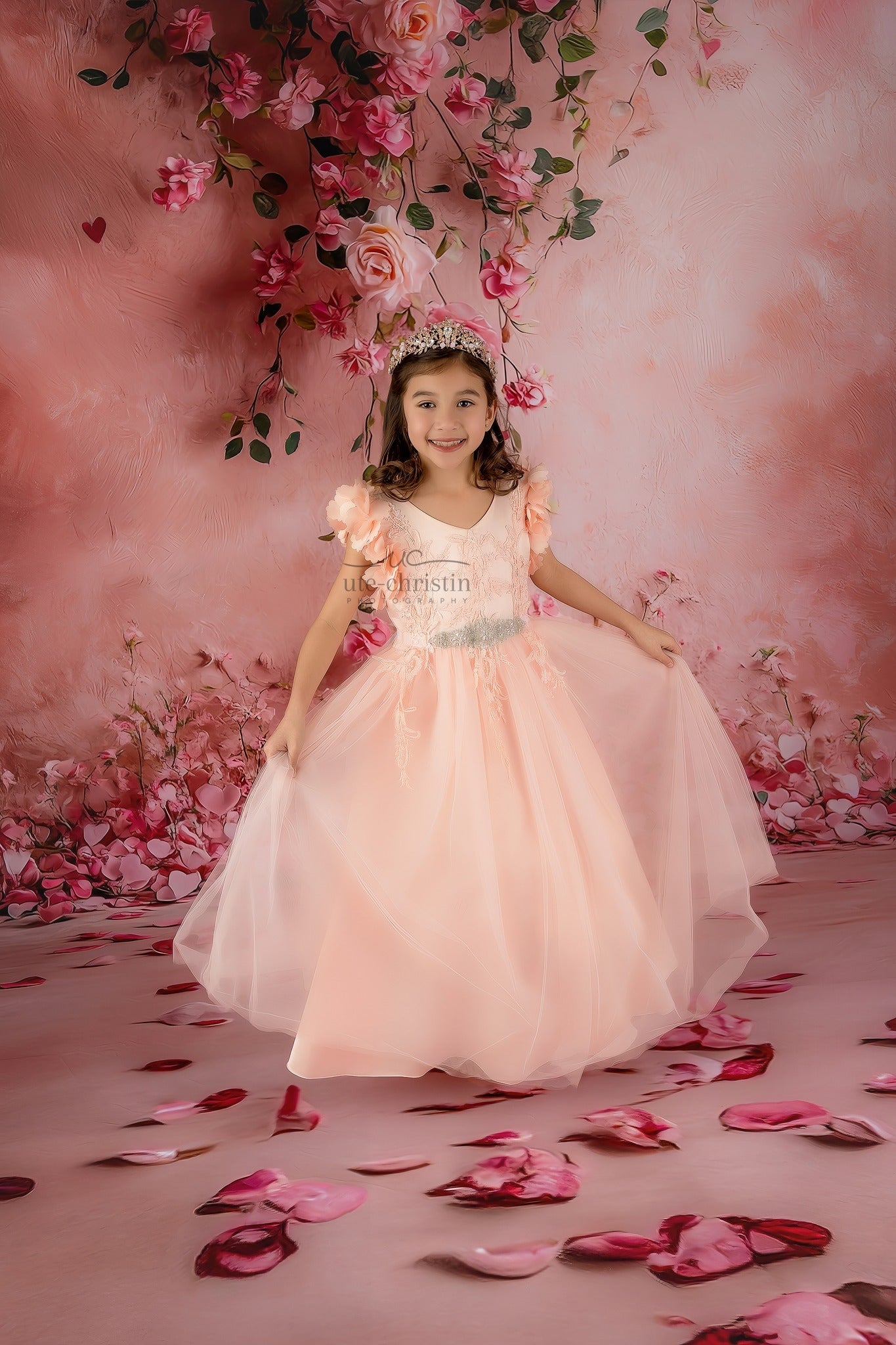 Flower Wall Backdrop Pink Rose Floral Hearts Backdrop Floral Backdrop UK MRR9-52