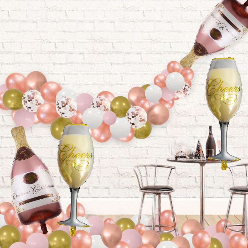 Sparkling Wine Bottle Latex Balloon Rose Gold Balloon Chain BA22