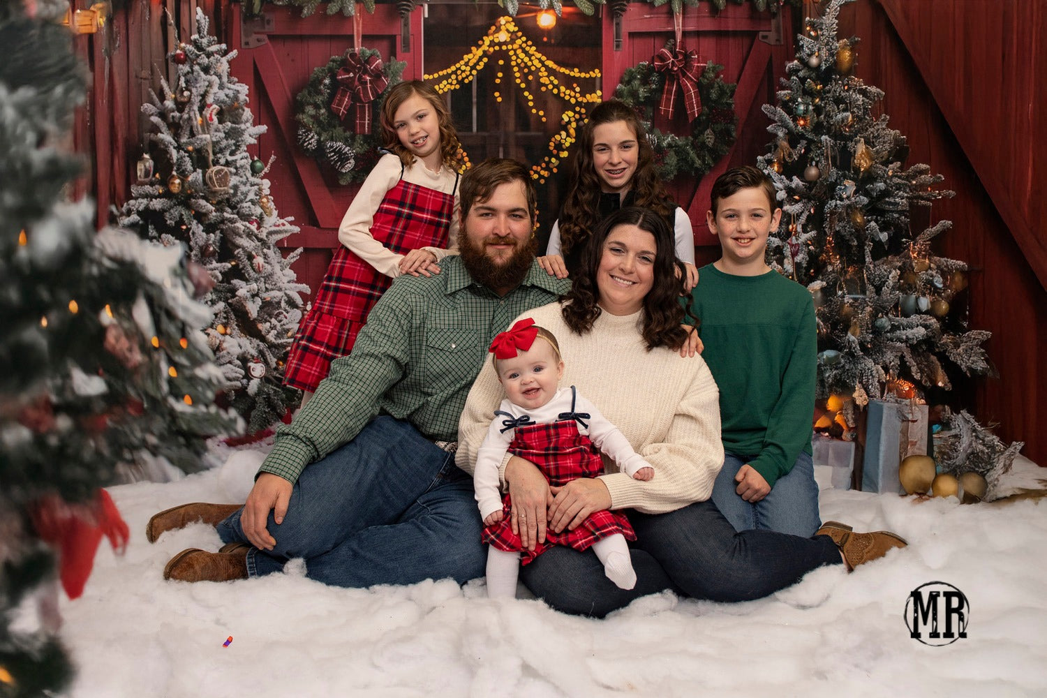 Christmas Red Barn Entrance Backdrop UK BRP7-224