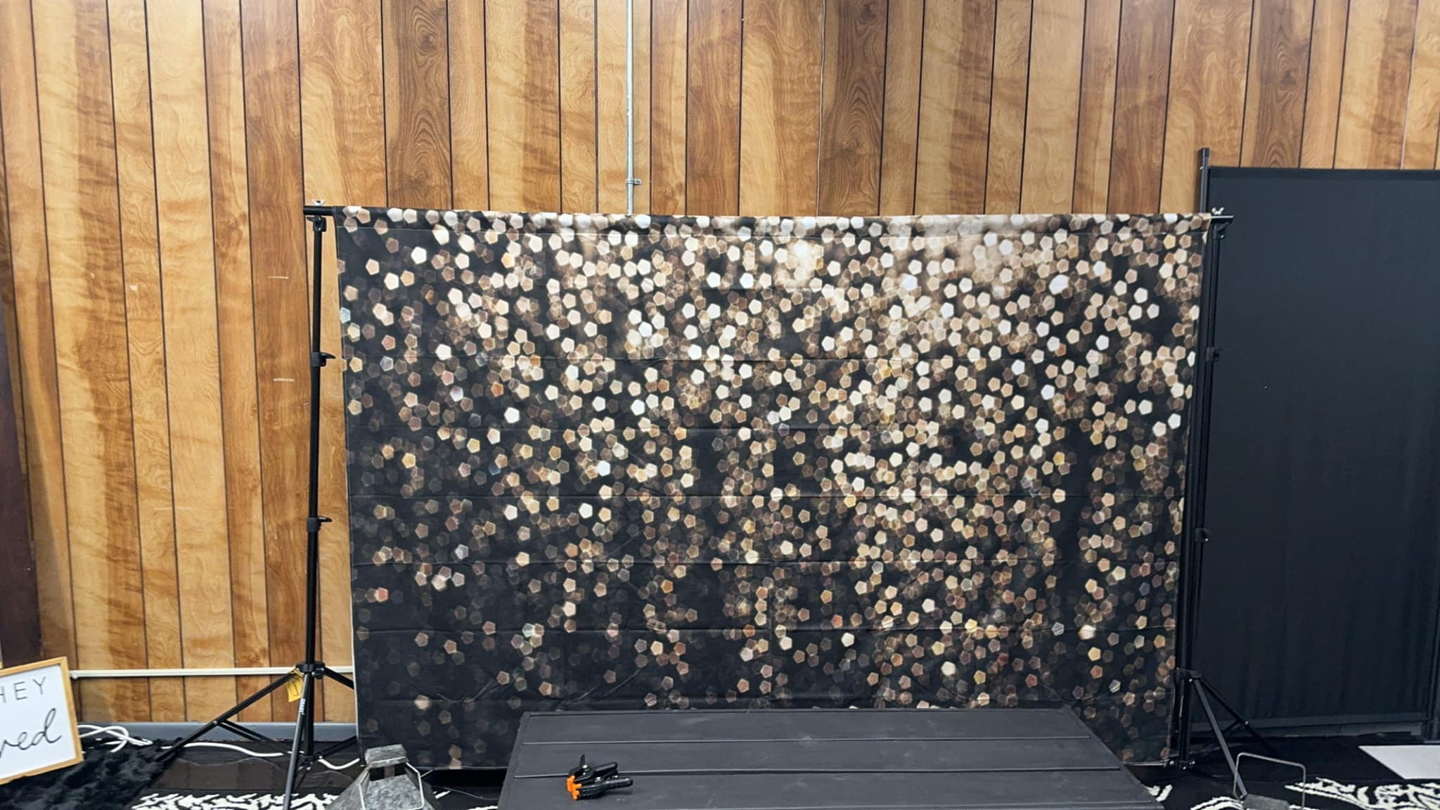 Gold and Black Sparkle Photo Backdrop UK for  Photography LV-1564