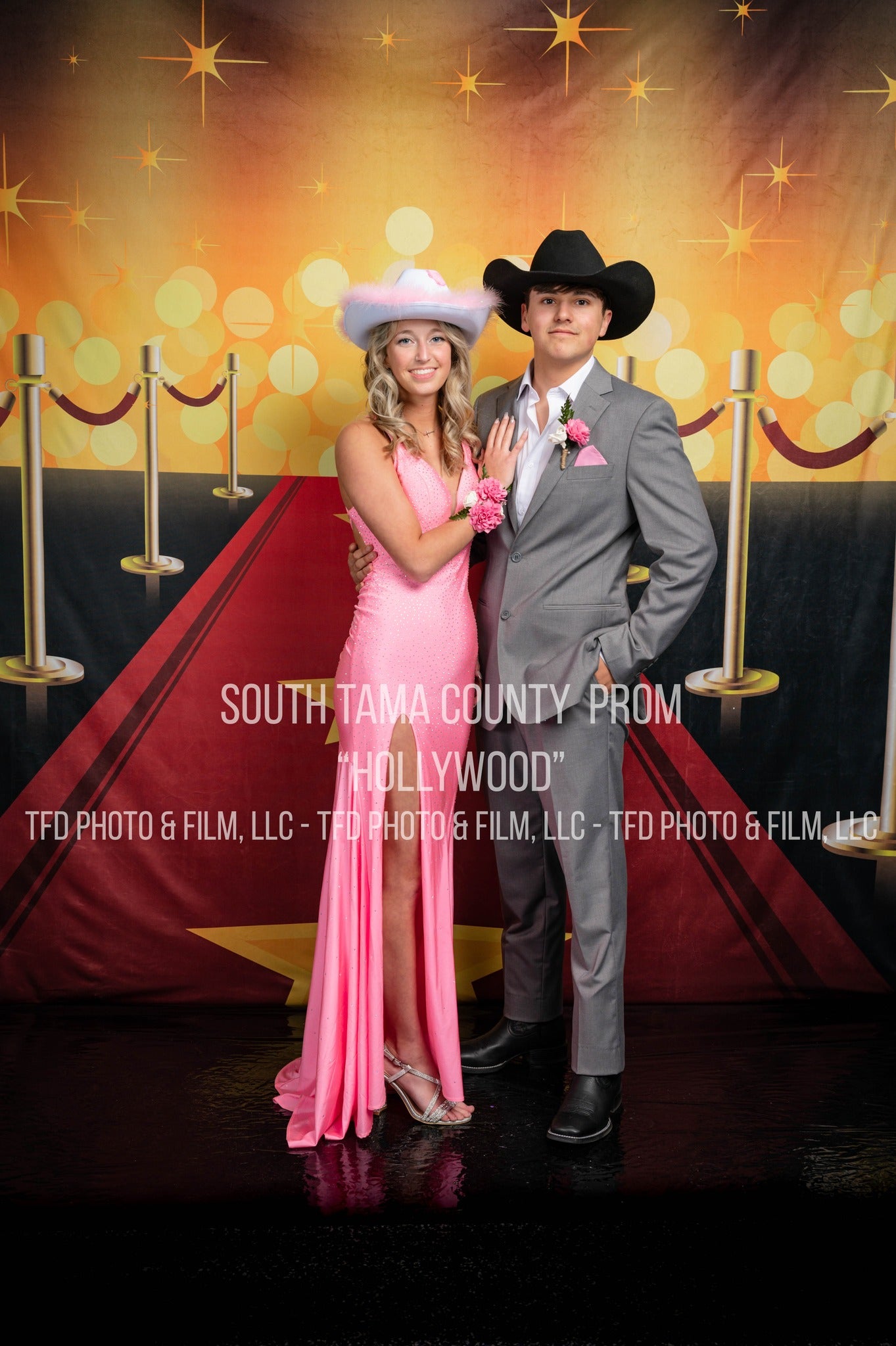 Hollywood Red Carpet  Gold Lights Backdrop UK for Photography LV-287