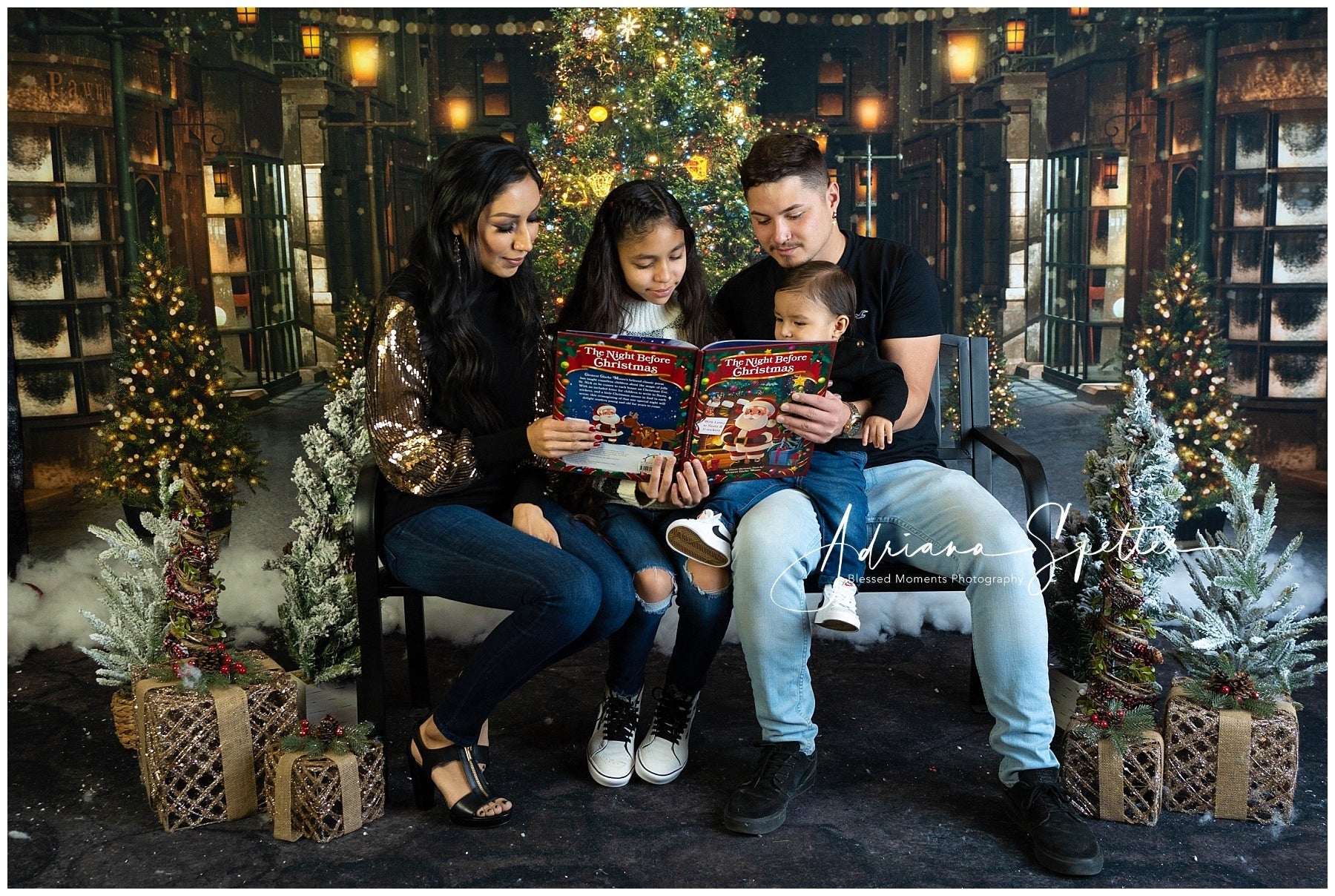 Christmas Tree Backdrop Festive Night Street Christmas Backdrop UK MRR10-42