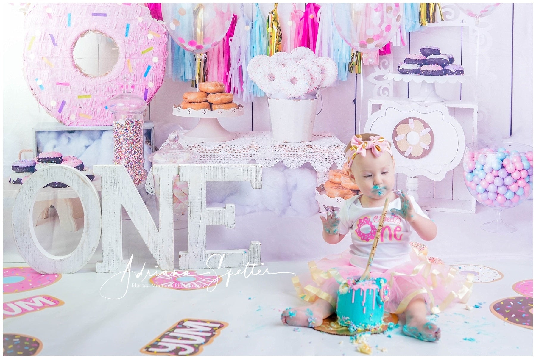 Birthday Backdrop Donut Themed Party Cake Smash Backdrop UK MRR10-30