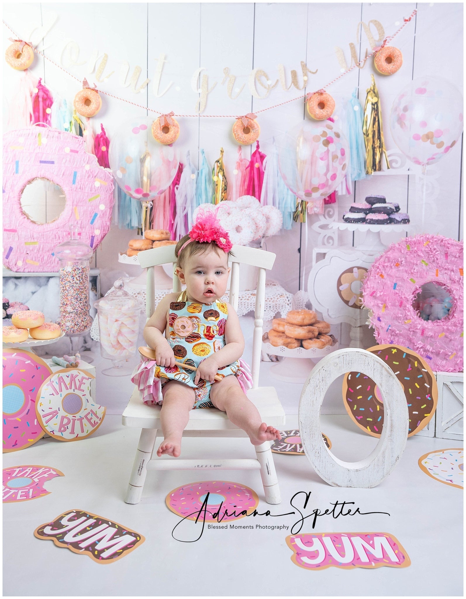 Birthday Backdrop Donut Themed Party Cake Smash Backdrop UK MRR10-30