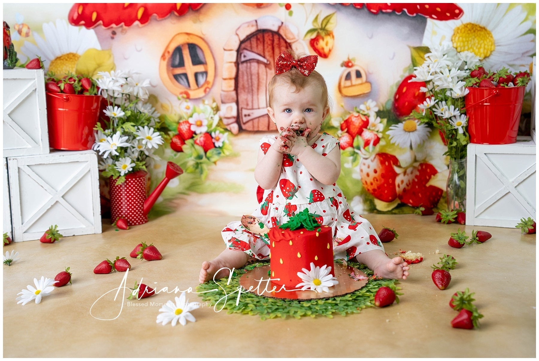 Children Backdrops Strawberry House Flowers Newborn Backdrop UK MRR10-28