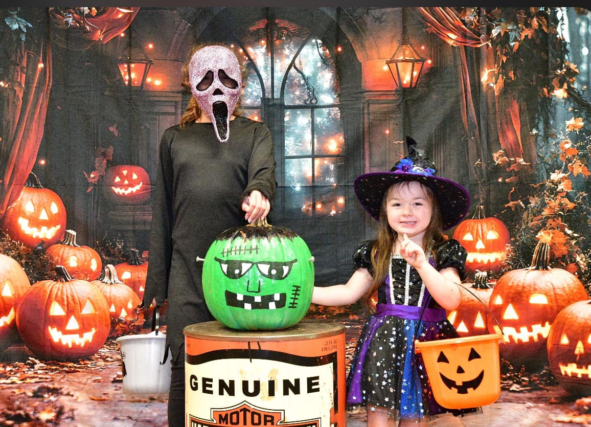 Halloween Glowing Pumpkin Lanterns Backdrop UK RR8-372