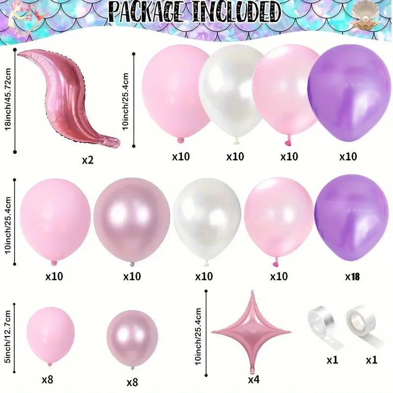 Pink Mermaid Balloon Chain Garland Set Baby Shower Party Decoration BA41