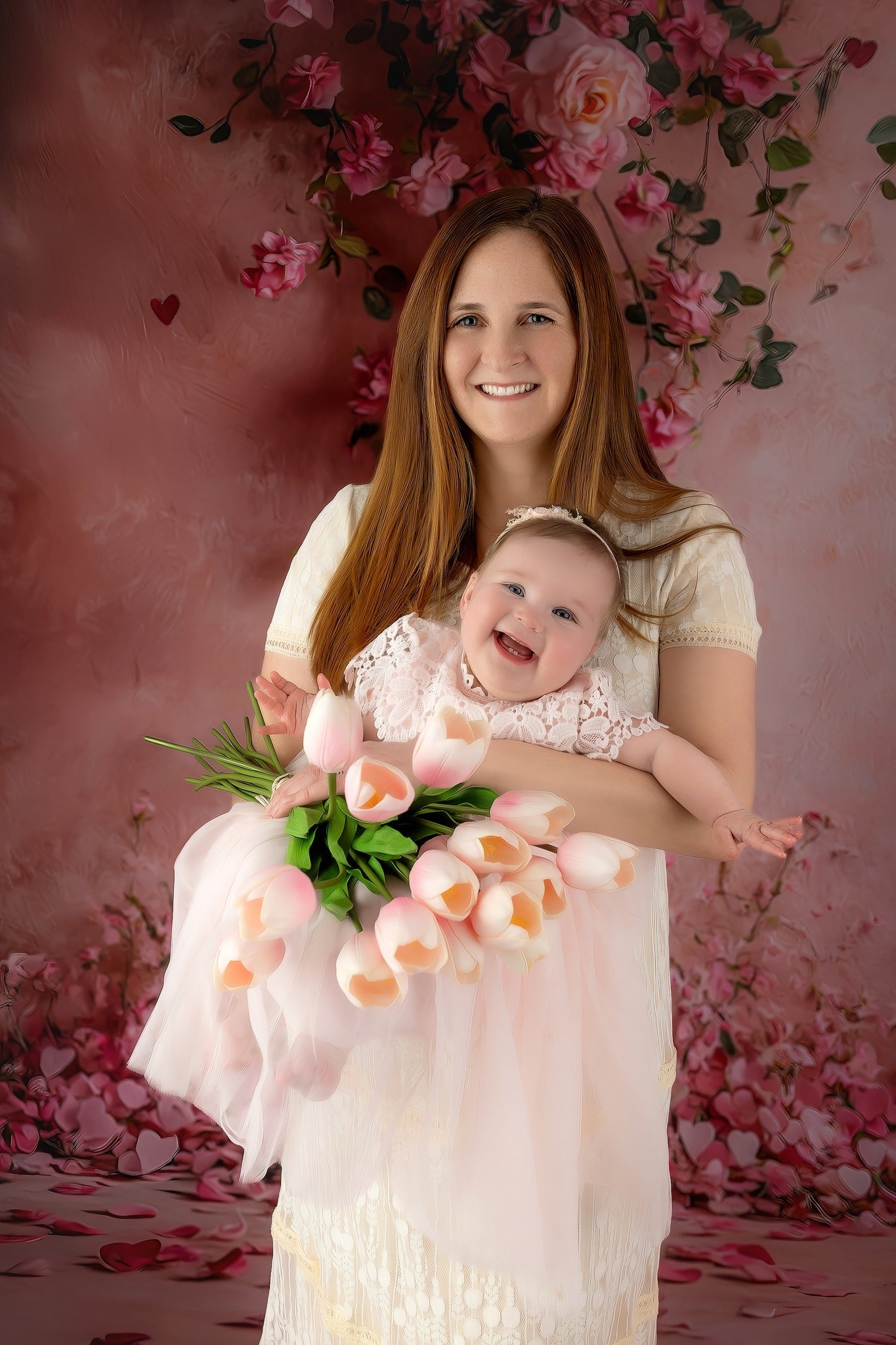 Flower Wall Backdrop Pink Rose Floral Hearts Backdrop Floral Backdrop UK MRR9-52