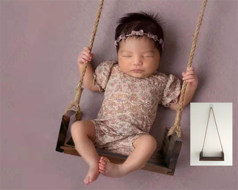 DBackdrop Wooden Swing Newborn Photography Props(with flowers) SYPJ11