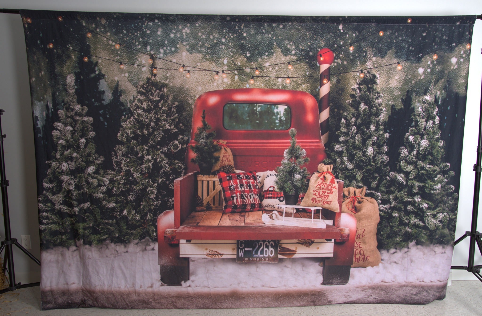 Red Car Christmas Tree Photography Backdrop  SH-960