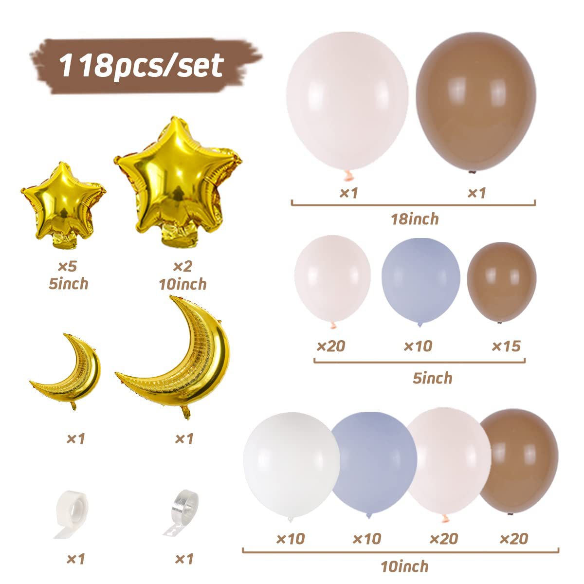 Vintage Cute Star Moon Newborn Party Balloon Chain BA19