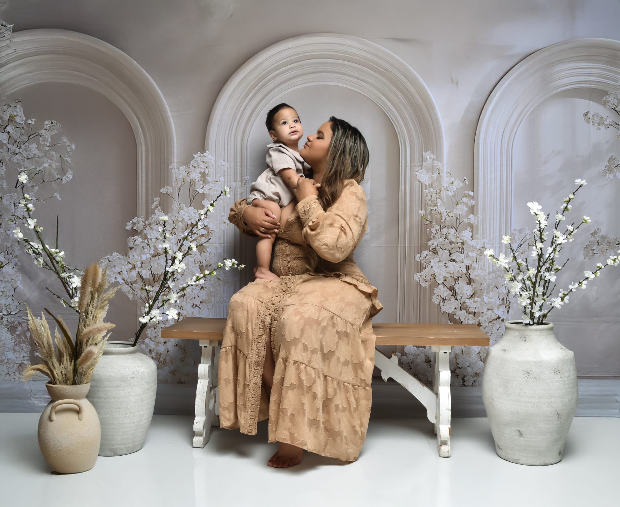 Boho Arch Photography Backdrop White Floral Backdrop UK BRP10-601