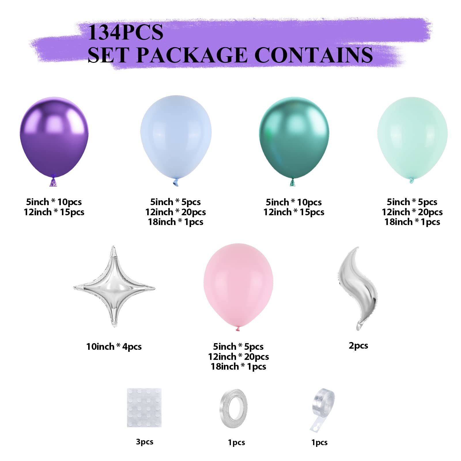 Mermaid Girl's 1st Birthday Party Balloon Set BA21