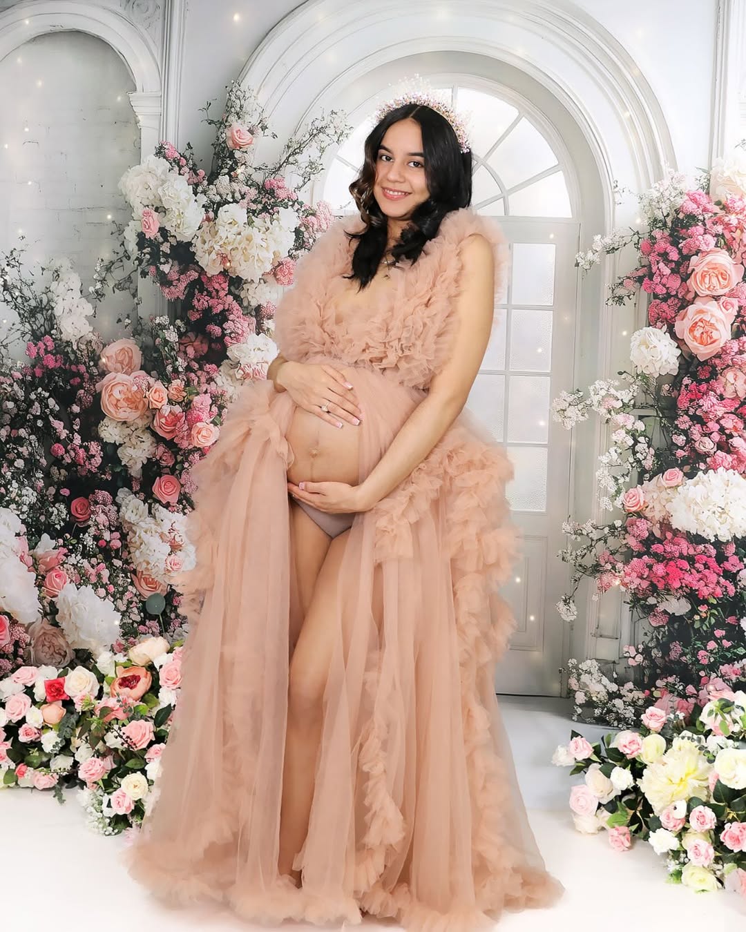 Mother's Day Backdrop Ideas Vibrant Flower White Arch Backdrop UK GQ2-163