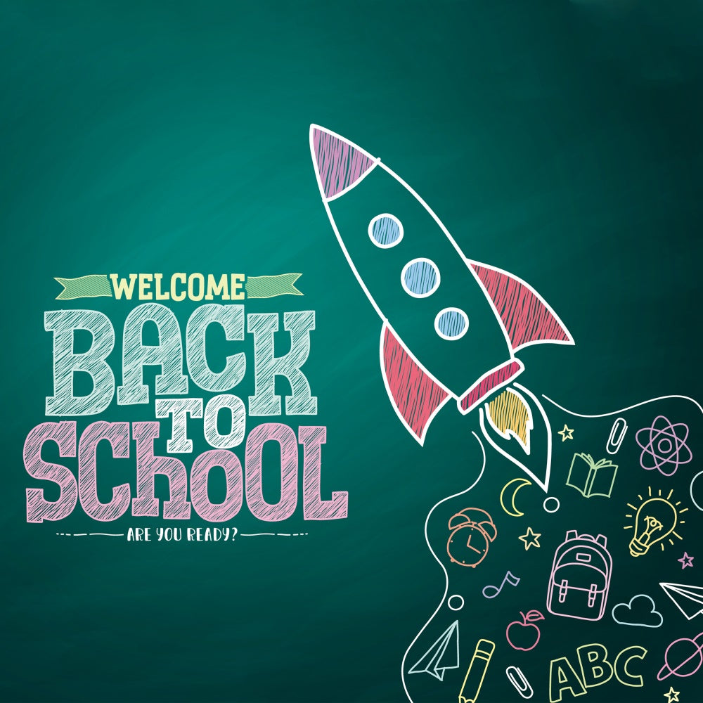 Back to School Rocket Chalkboard Backdrop UK BRP7-12