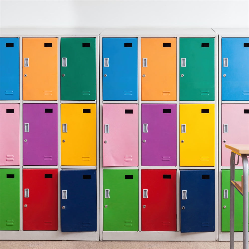 Back to School Colorful Lockers Wall Backdrop UK BRP7-33