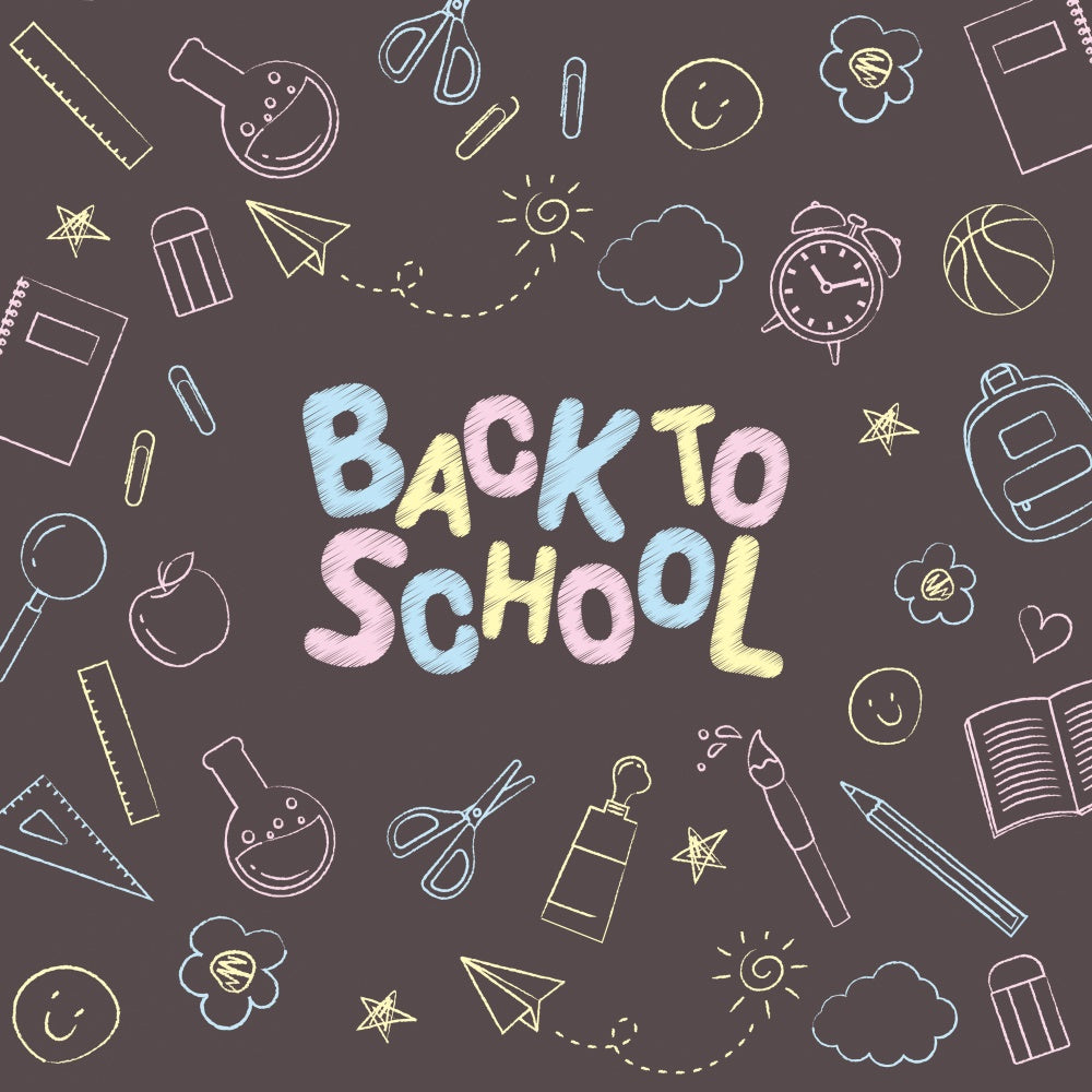 Back to School Bags Rules Doodles Backdrop UK BRP7-45