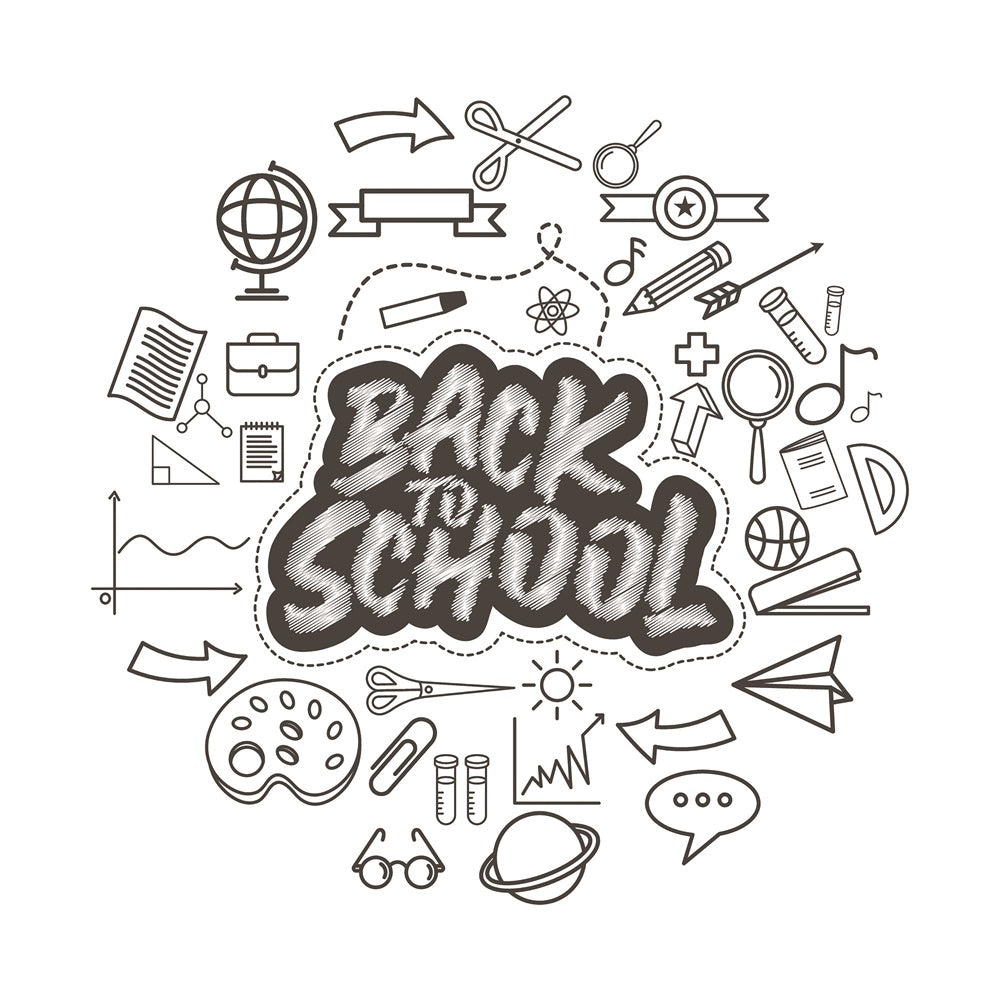 Back to School Grid Printed Photography Backdrop UK BRP7-5