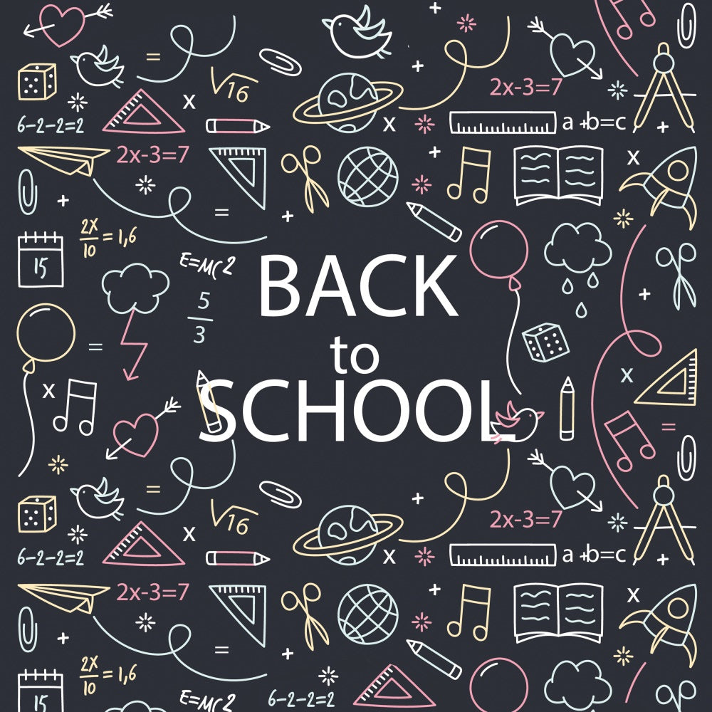 Back to School Colorful Doodles Chalkboard Backdrop UK BRP7-16