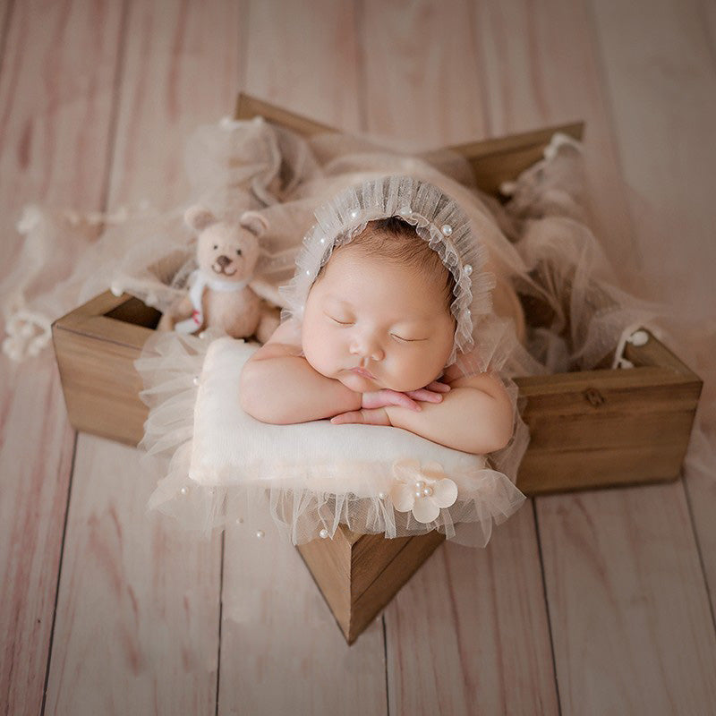 DBackdrop Wooden Star Shaped Newborn Photography Props SYPJ3（brown、yellow、white）