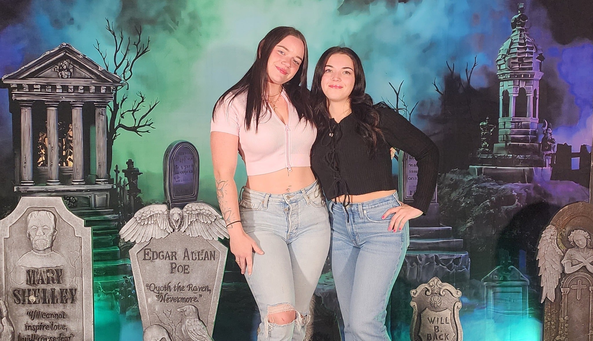 Halloween Graveyard Backdrop Glowing Foggy Tombstones Halloween Backdrop UK MRR8-24