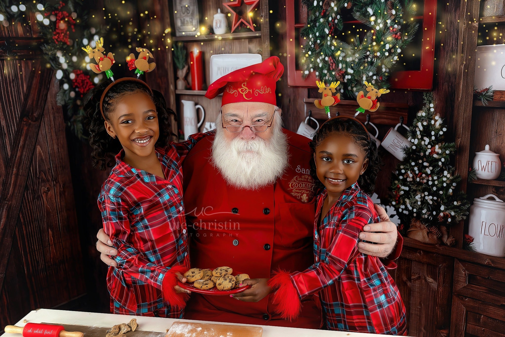 Christmas Kitchen Backdrop Rustic Shelves Festive Display Christmas Photo Backdrop UK MRR9-61