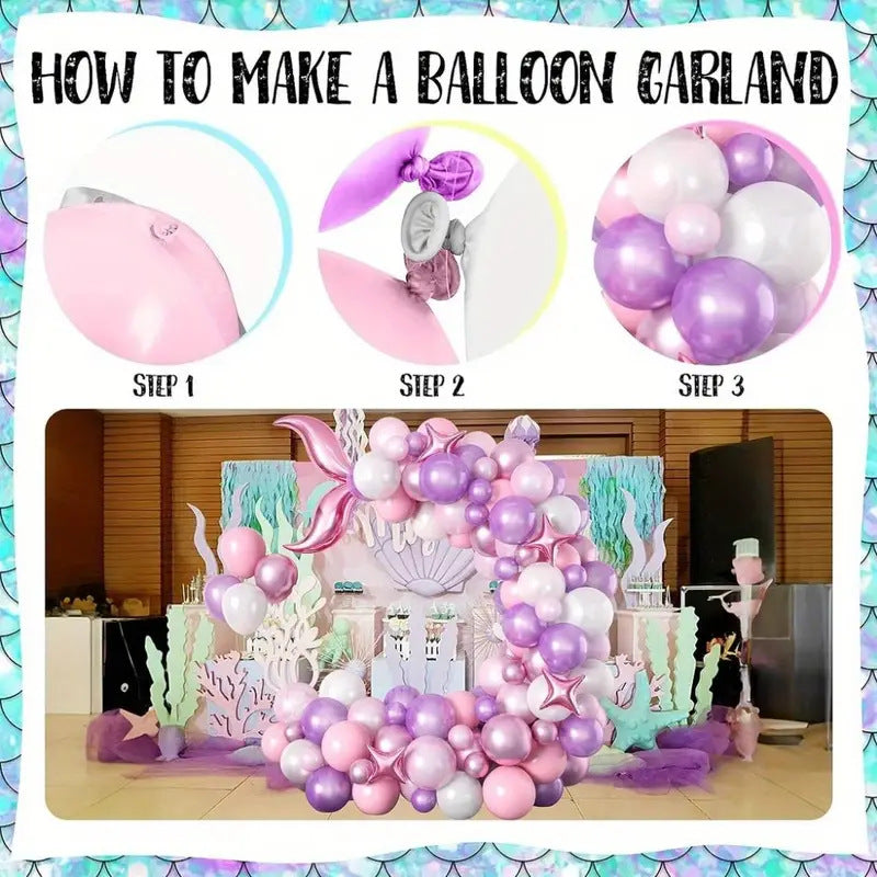 Pink Mermaid Balloon Chain Garland Set Baby Shower Party Decoration BA41