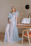V-Neck Sweetheart Tulle Floor-Length Maternity Photography Dress RB14