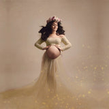 Long Sleeve Lace Maternity Mesh Photography Dress RB8