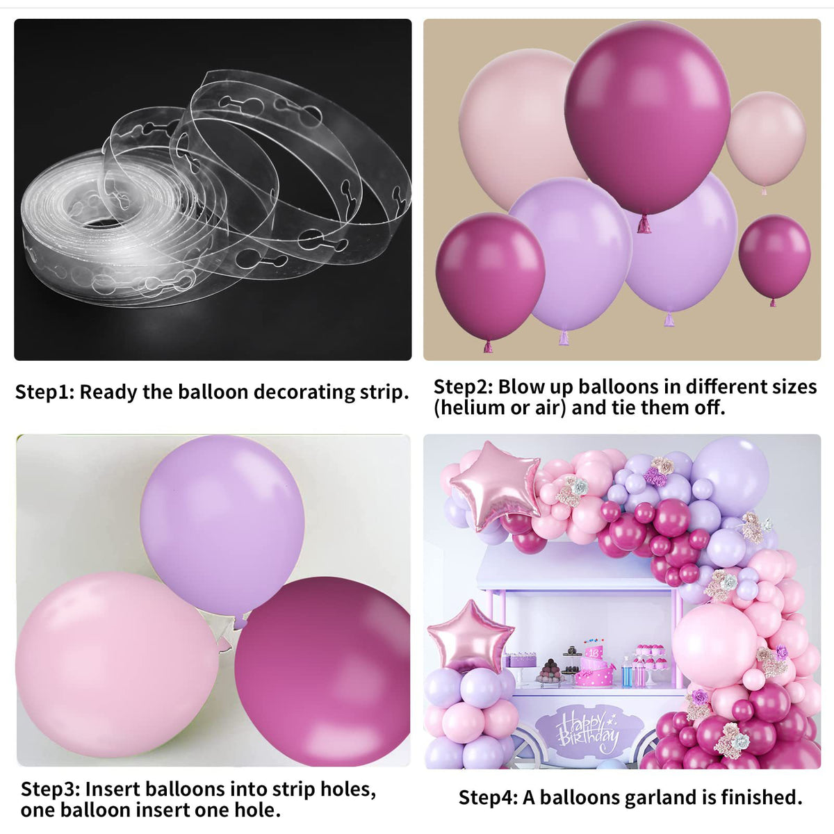 100pcs Wedding Macaron Monochrome Balloon Chain Set-Pink