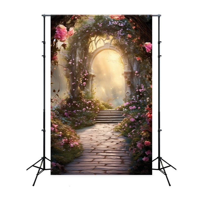 Photography Portrait Backdrop Pathway Flower Arch Backdrop UK BRP-11-648