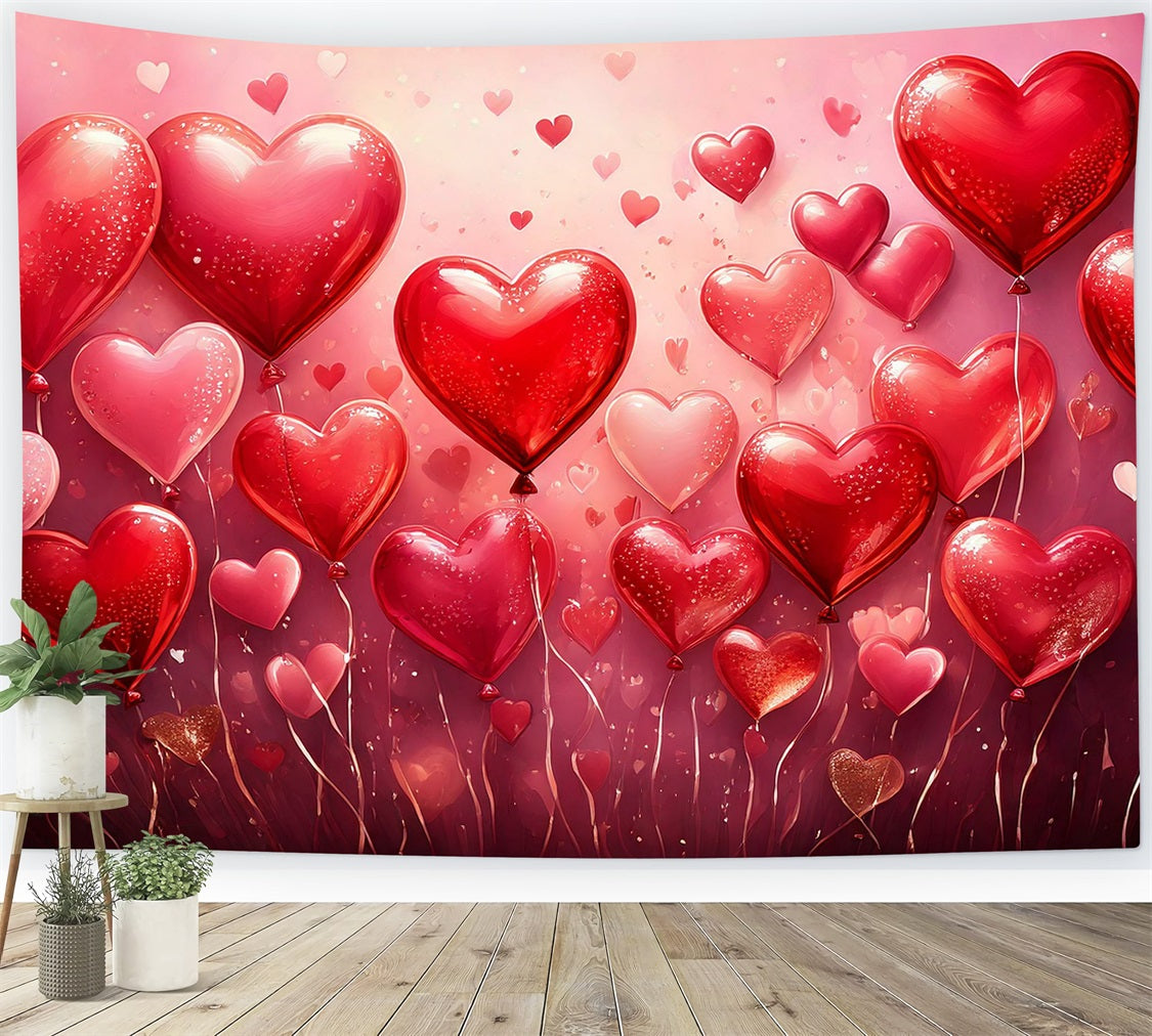 Valentine Backdrops Glittering Red Heart Balloon Backdrop UK BRP1-101