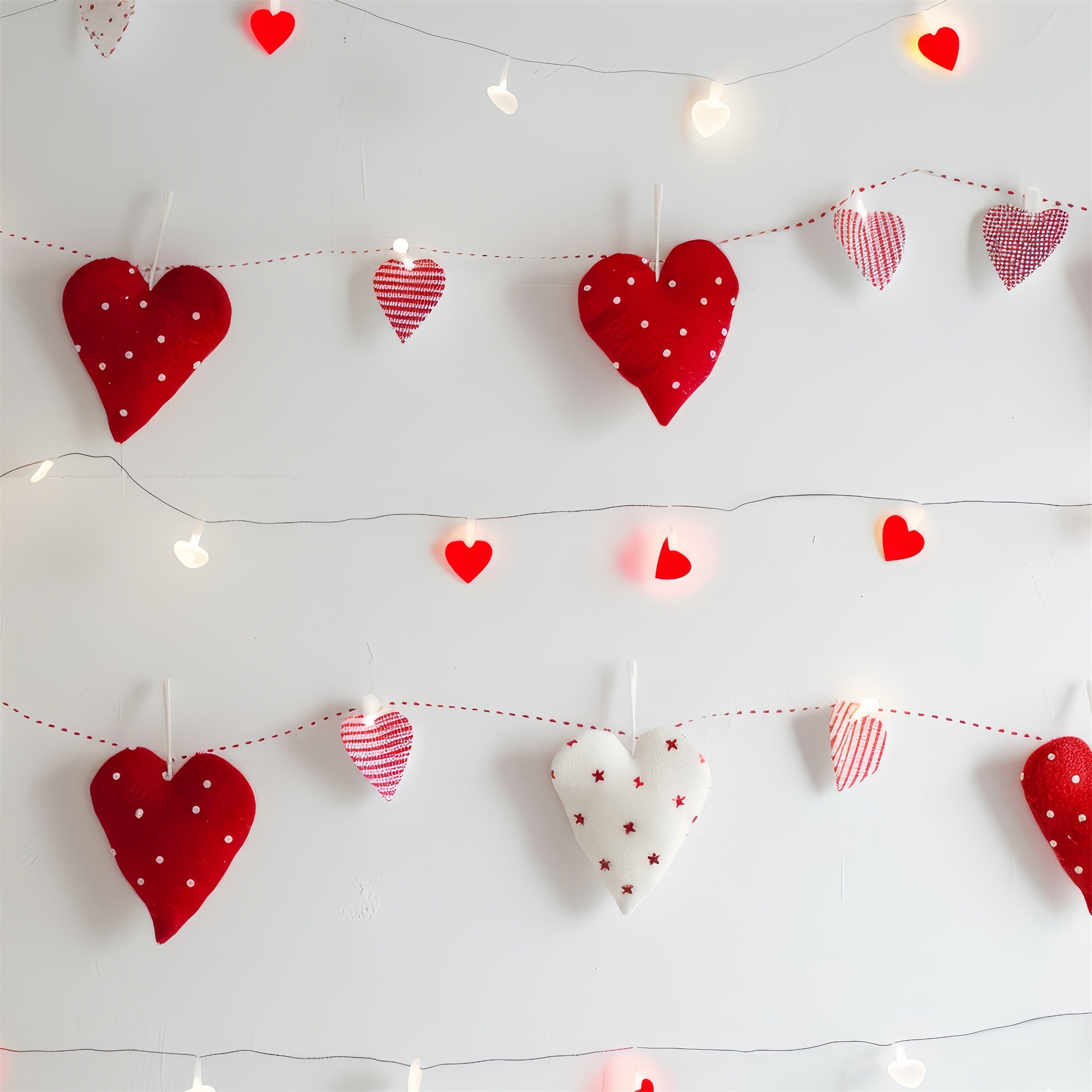 Valentine's Photo Backdrop Cozy Handmade Hearts Lights Backdrop UK BRP1-102