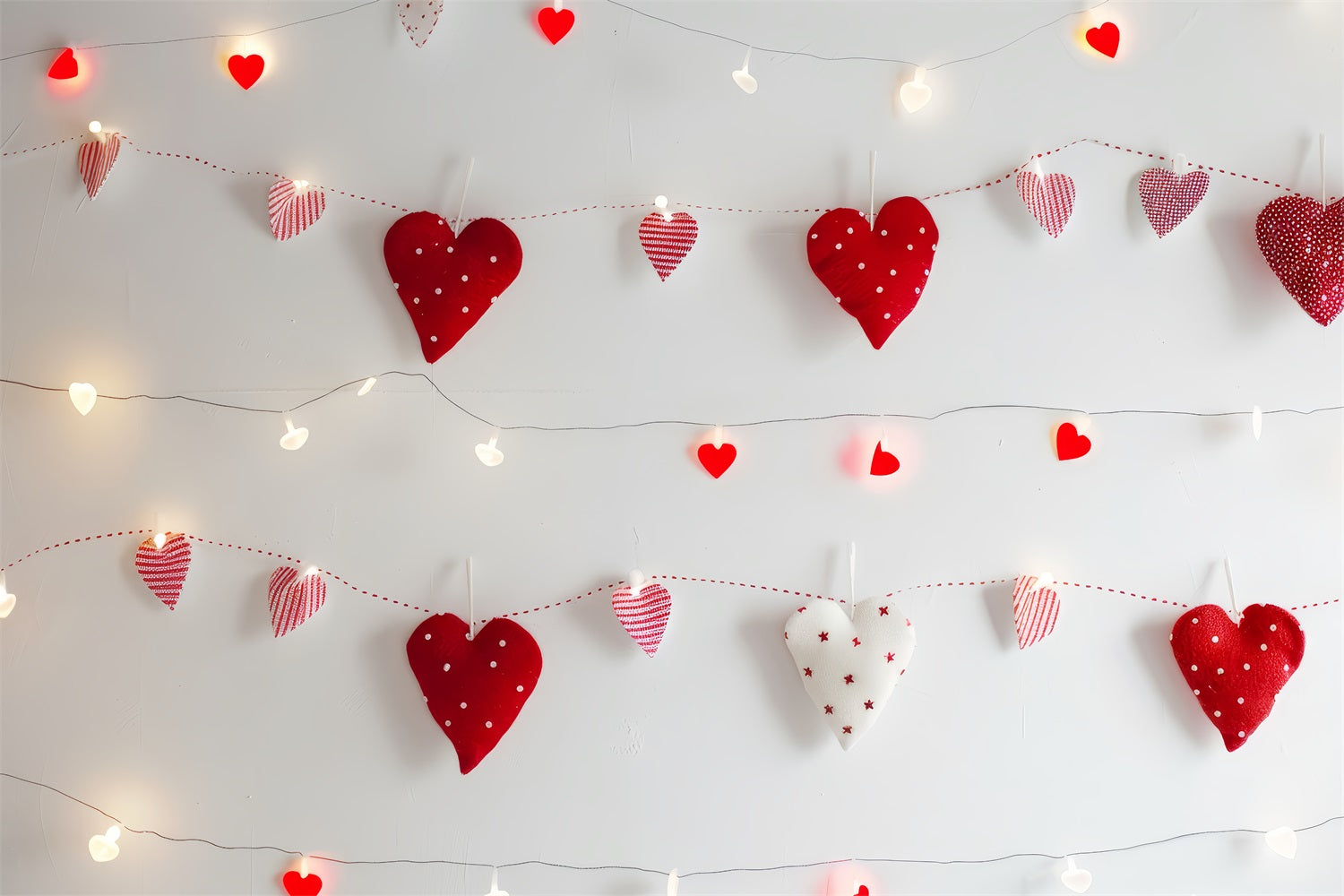 Valentine's Photo Backdrop Cozy Handmade Hearts Lights Backdrop UK BRP1-102