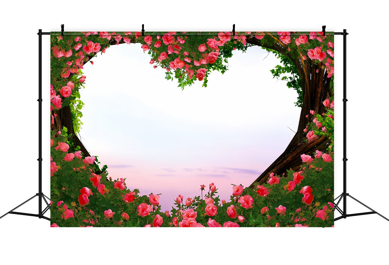 Valentine Backdrops Photography Dreamy Sunset Rose Heart Backdrop UK BRP1-103