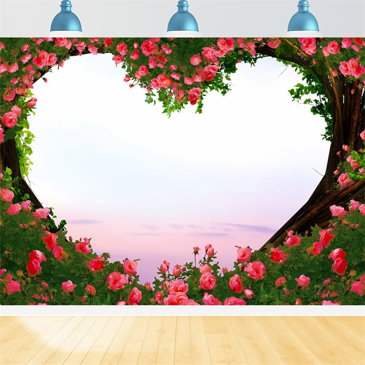 Valentine Backdrops Photography Dreamy Sunset Rose Heart Backdrop UK BRP1-103